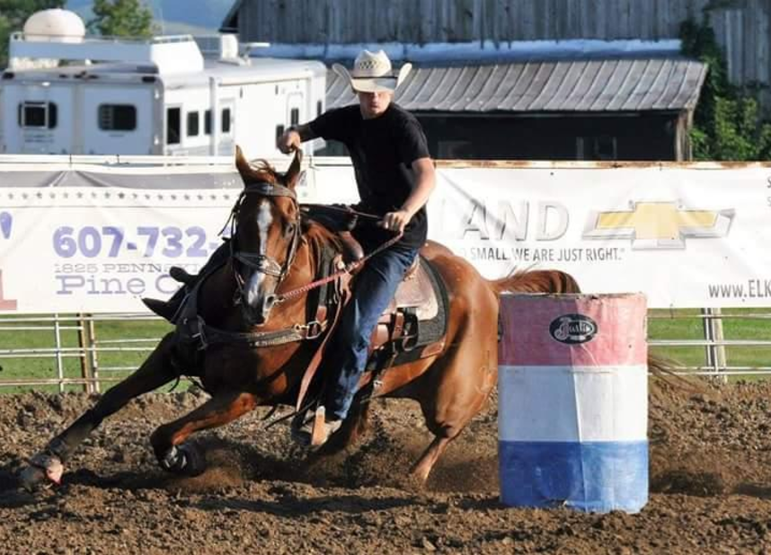 Davis competing in the Barrel Race at Gunn Arena last year.  This year, he won a cash prize for this event.
